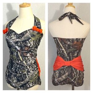 Fables by Barrie retro camo pin-up one-piece ruched swimsuit